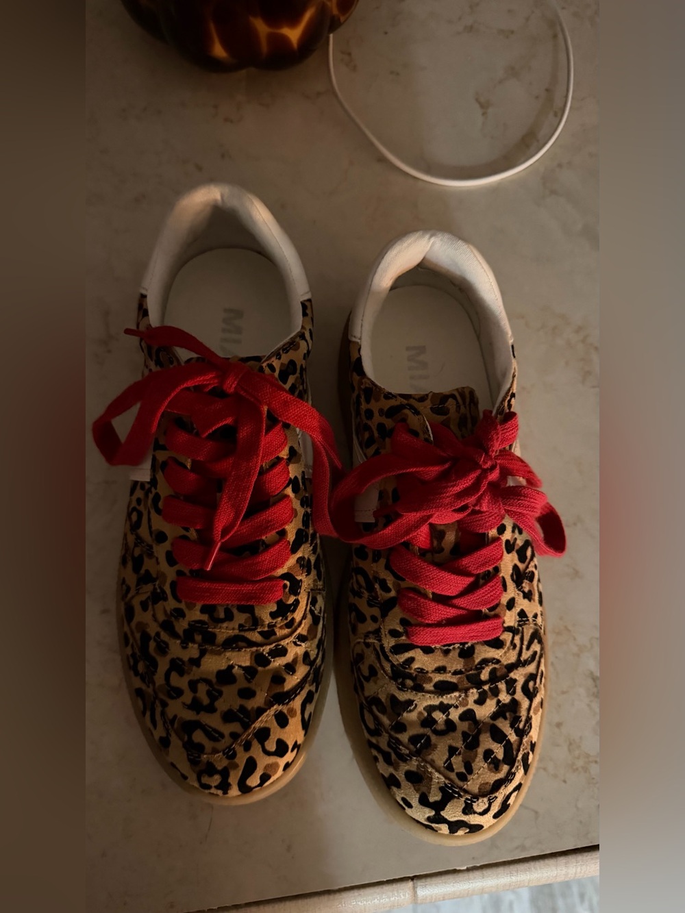 MIA Leopard Print Sneakers with Red Laces